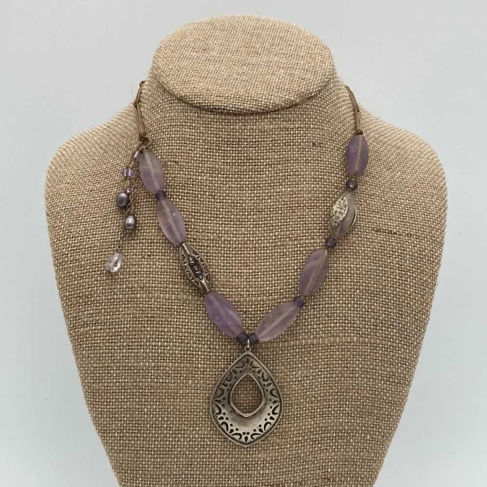 Retired 925 Silpada Amethyst Tear Drop Necklace